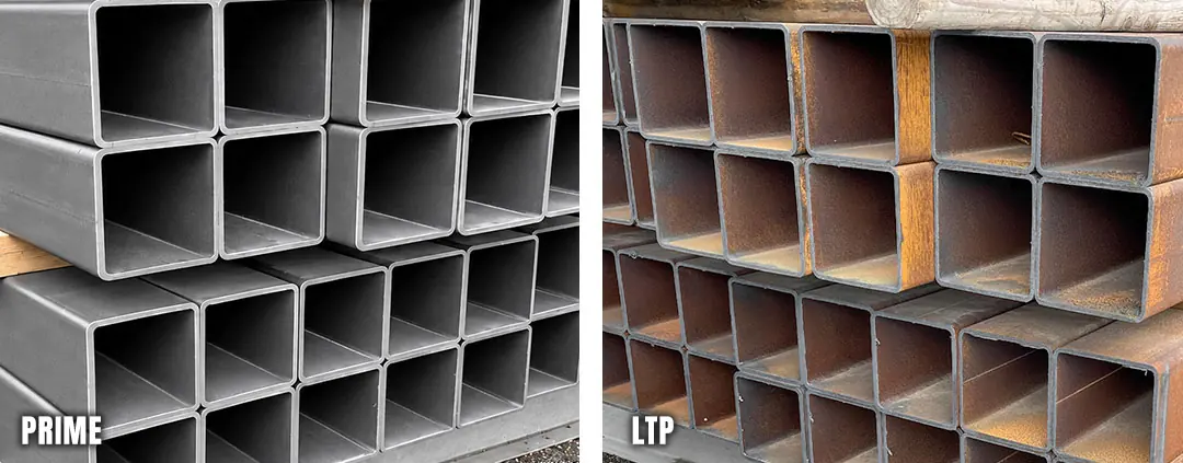 Steel pipe in a metal yard